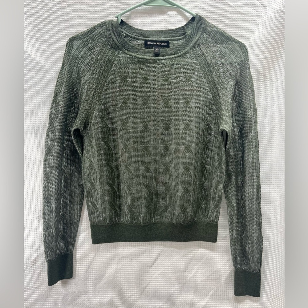 Banana Republic green mesh long-sleeve Sz XS